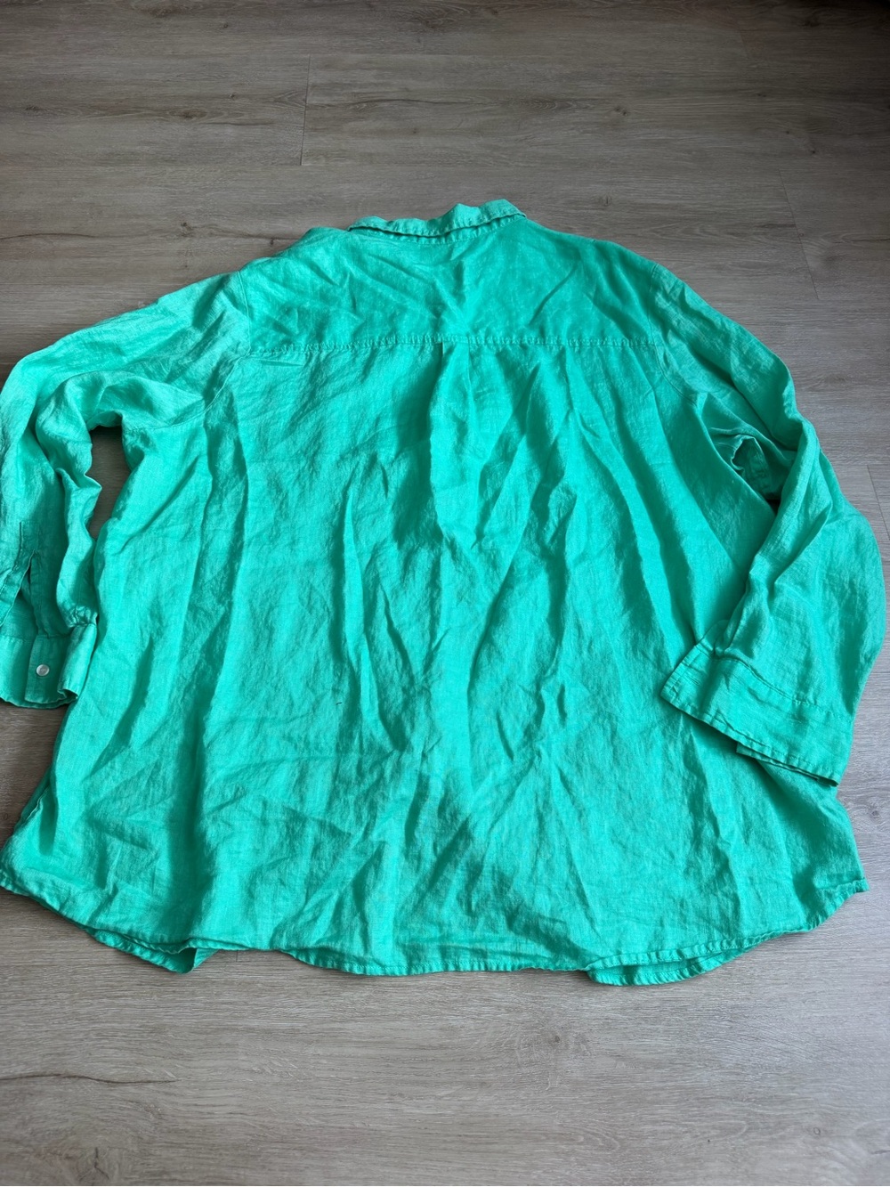 Gap Women's Linen Boyfriend Shirt Green SZ XXL Minimalist Effortless Resortwear - Picture 7 of 8